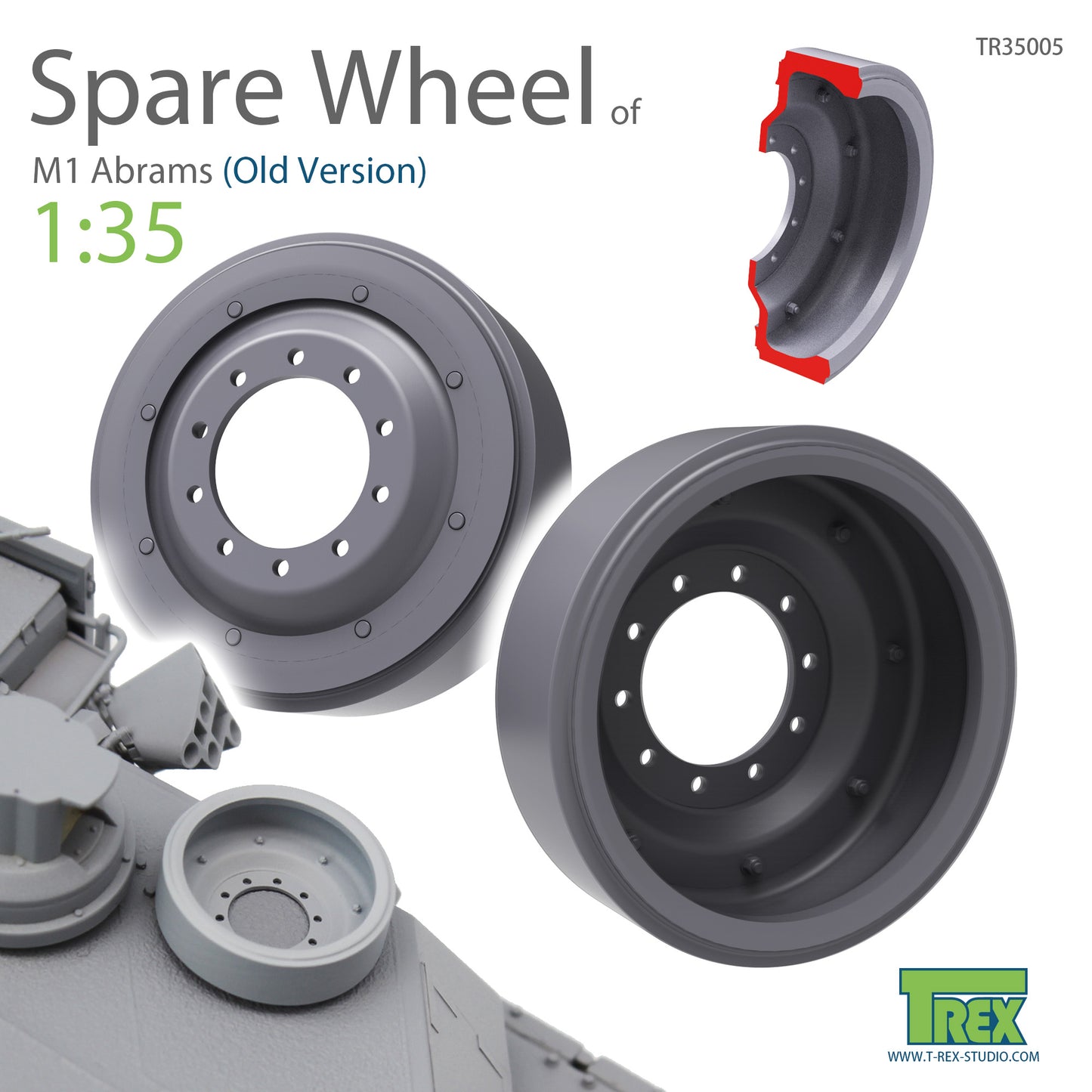 1/35 M1 Abrams Spare Wheel Set Old Versino (3 pieces)