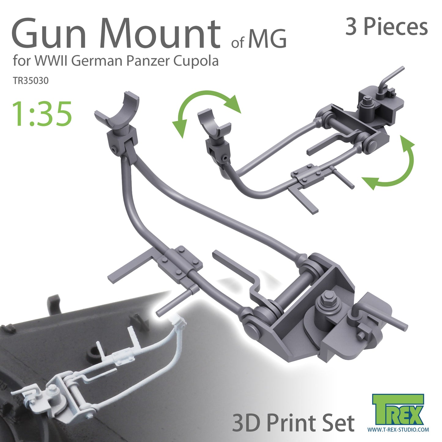 1/35 WWII German MG AA Gun Cupola Mount(3 Pieces)