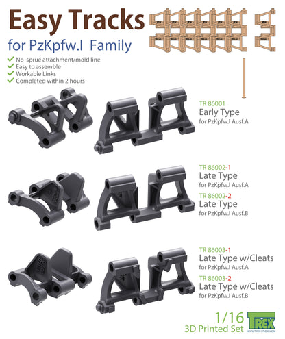 1/16 PzKpfw I Tracks Late Type w/Cleats for Ausf.A only