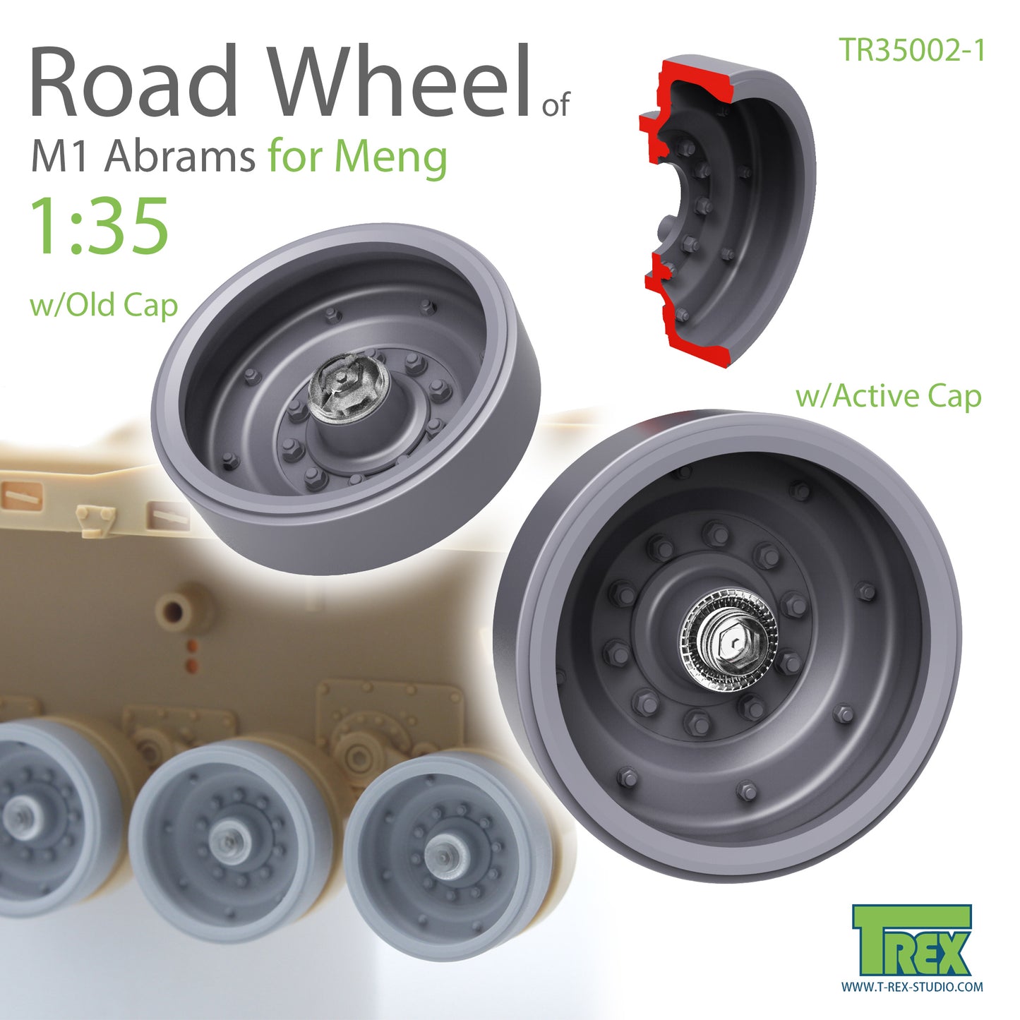 1/35 M1 Abrams Road Wheel Set for MENG
