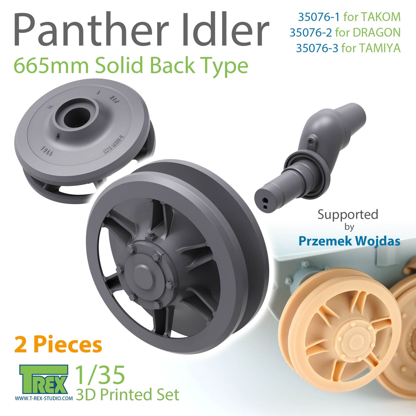 1/35 Panther Idler 665mm Solid Back Type (2 pieces)