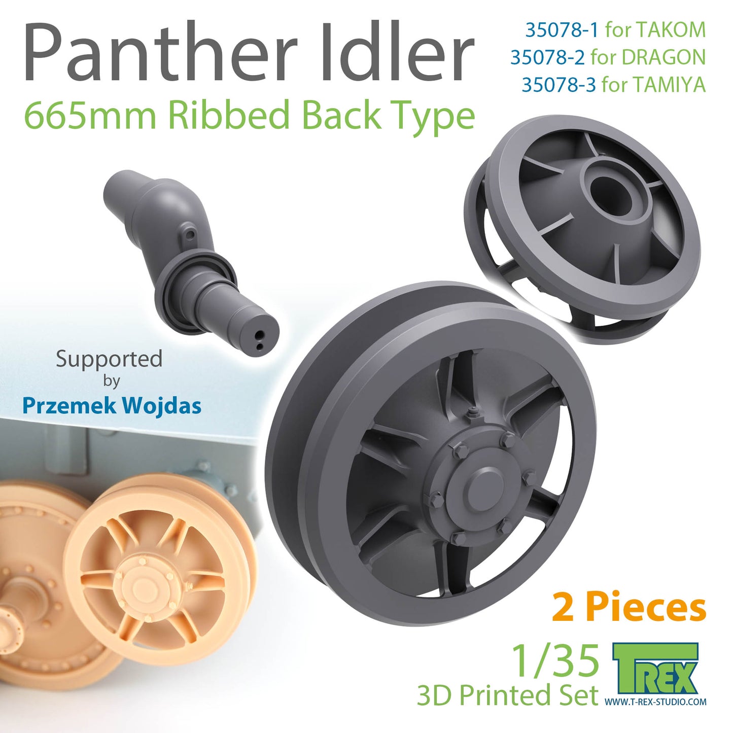 1/35 Panther Idler 665mm Ribbed Back Type (2 pieces)