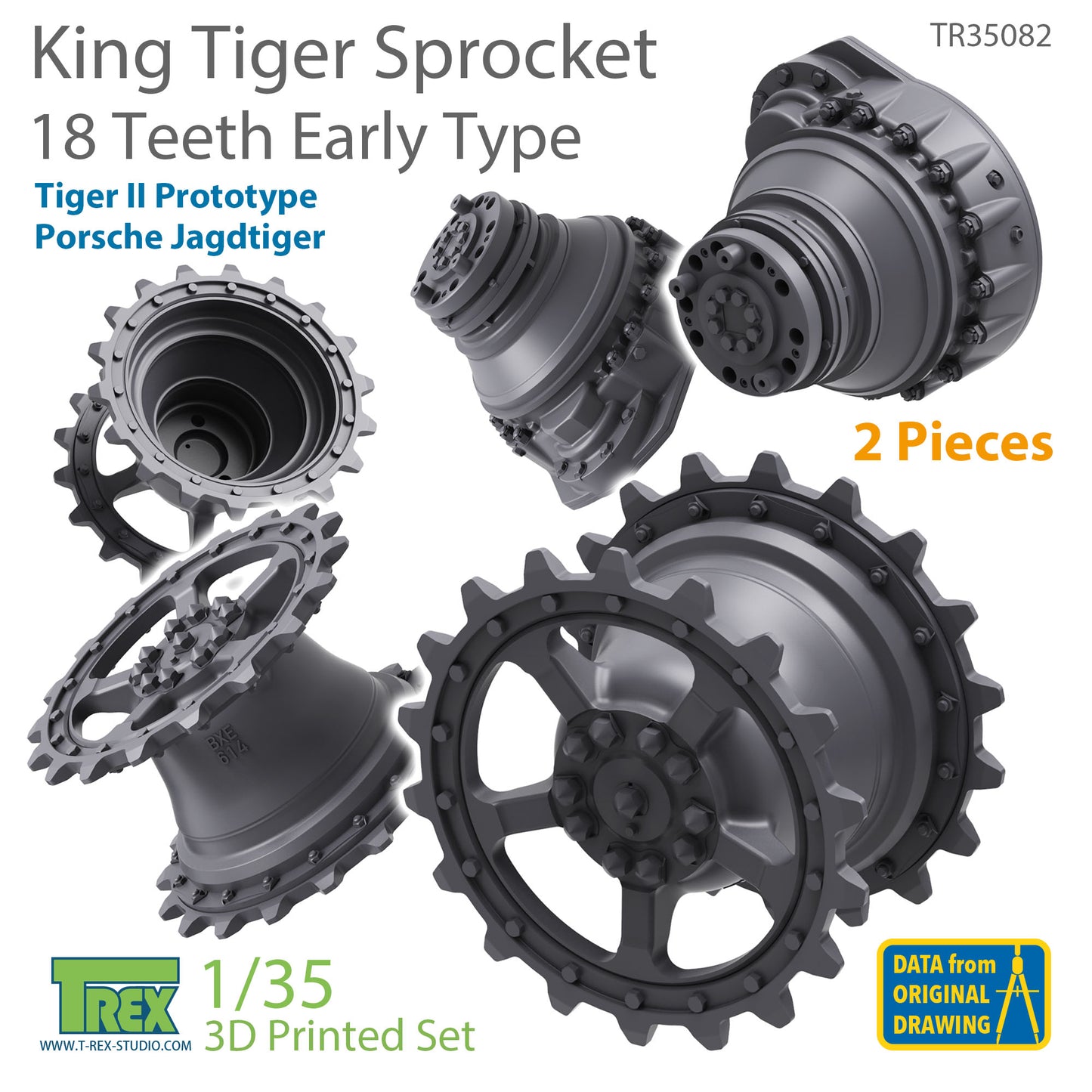 1/35 KingTiger 18 Teeth Sprockets Early Type (2 pieces)