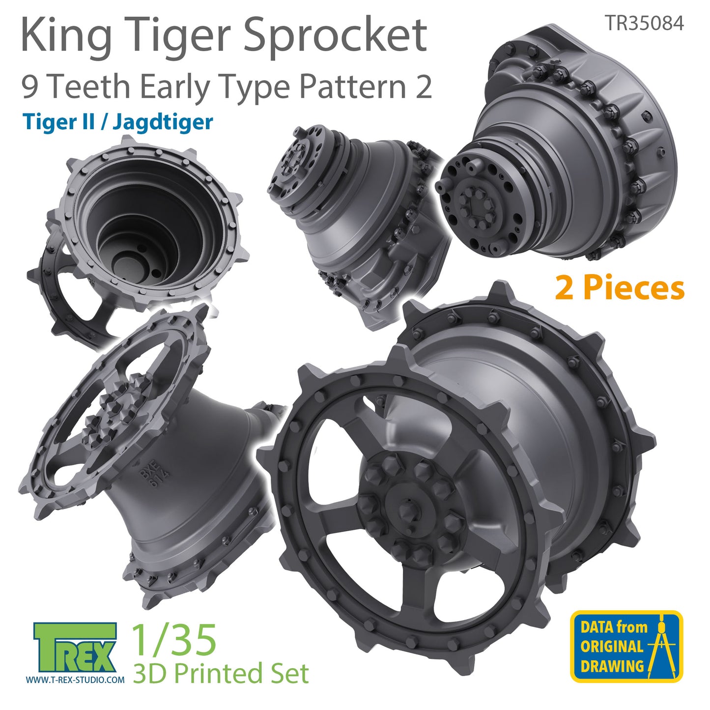 1/35 KingTiger 9 Teeth Sprockets Early Type Pattern 2 (2 pieces)