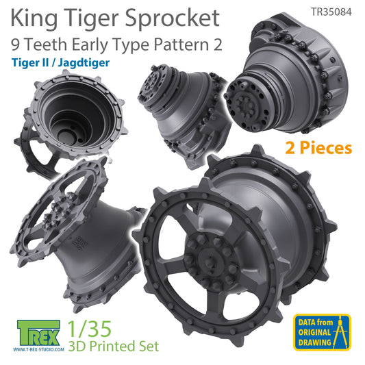 1/35 KingTiger 9 Teeth Sprockets Early Type Pattern 2 (2 pieces)
