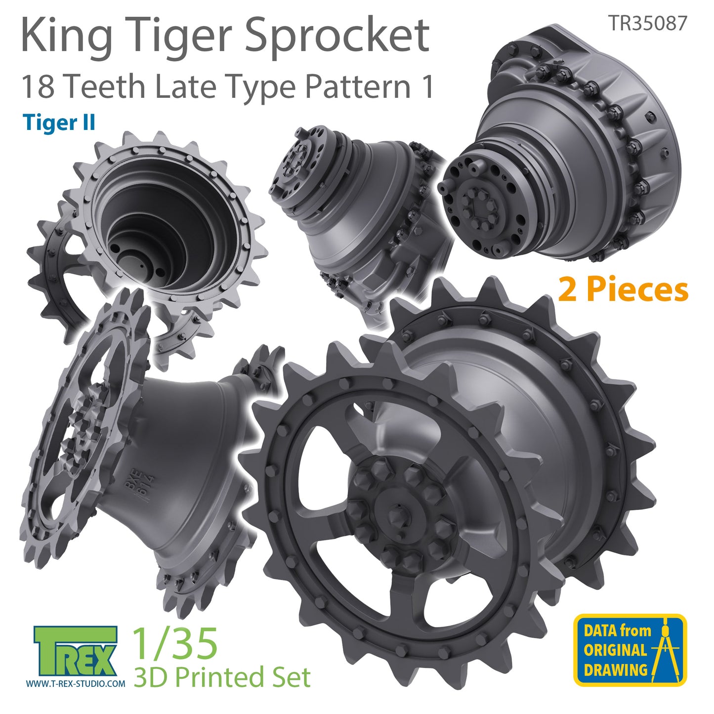 1/35 KingTiger 18 Teeth Sprockets Late Type Pattern 1 (2 pieces)