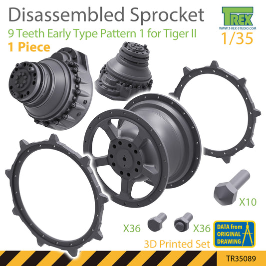 1/35 Disassembled KingTiger Sprocket 9 Teeth Early Type Pattern 1 (1 piece)