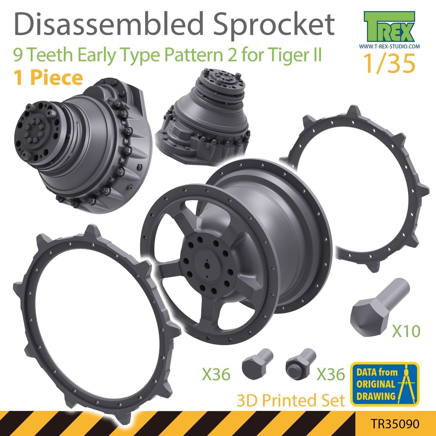 1/35 Disassembled KingTiger Sprocket 9 Teeth Early Type Pattern 2 (1 piece)