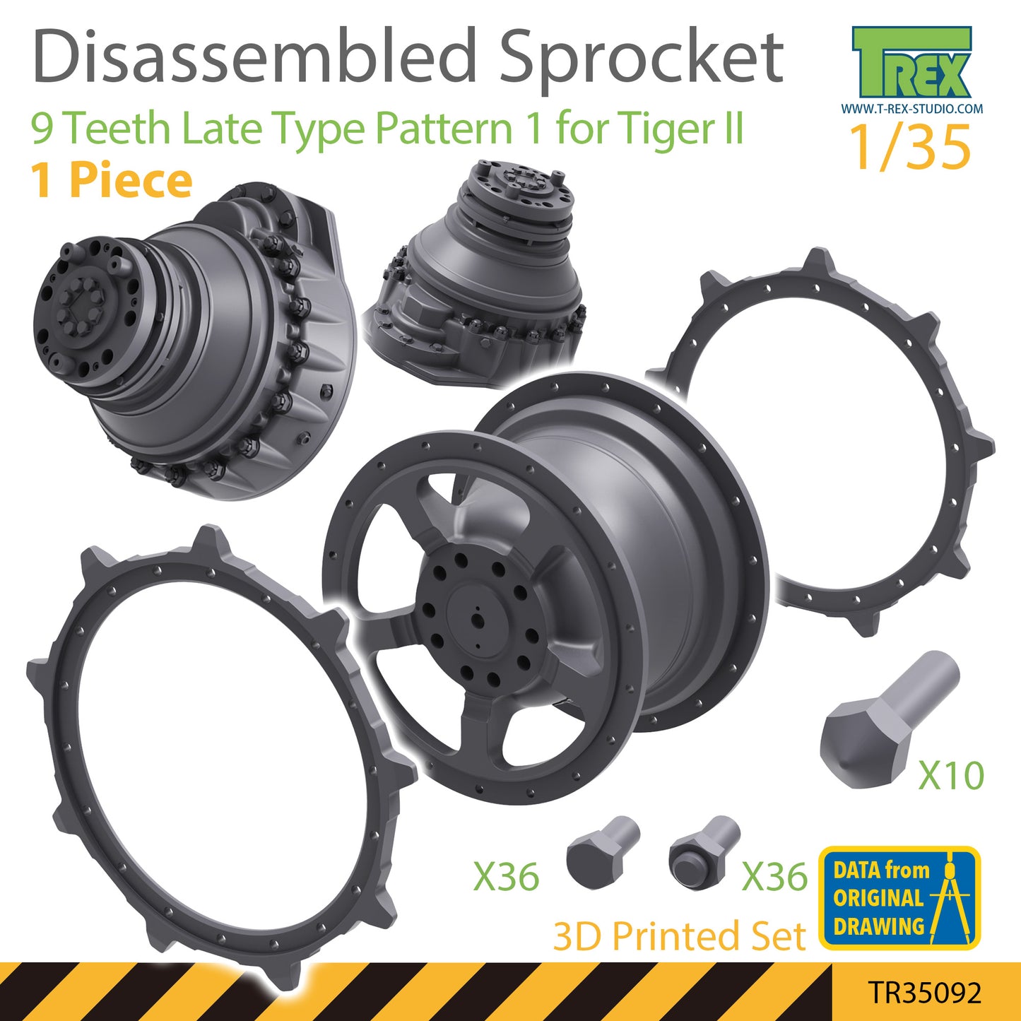 1/35 Disassembled KingTiger Sprocket 9 Teeth Late Type Pattern 1 (1 piece)