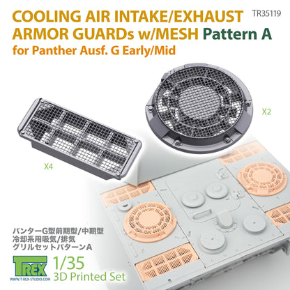 1/35 Cooling Air Intake/Exhaust Armor Guards w/Mesh for Panther G Early/Mid Pattern A