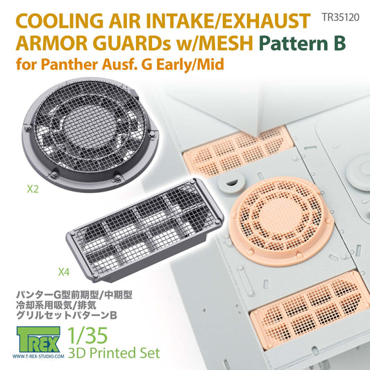1/35 Cooling Air Intake/Exhaust Armor Guards w/Mesh for Panther G Early/Mid Pattern B