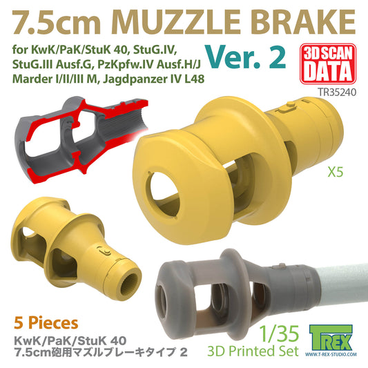 1/35 KwK/PaK/StuK 40 7.5cm Muzzle Brake Ver.2
