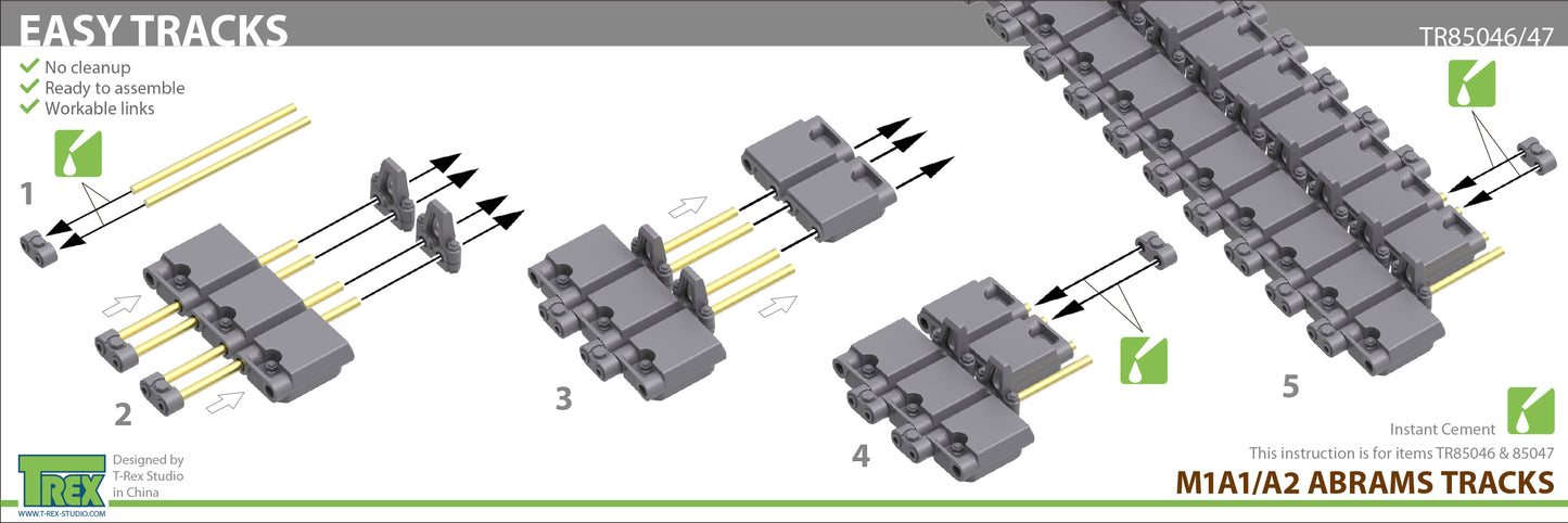 1/35 M1A1/A2 Abrams T-158LL Tracks Active Version (metal pins)