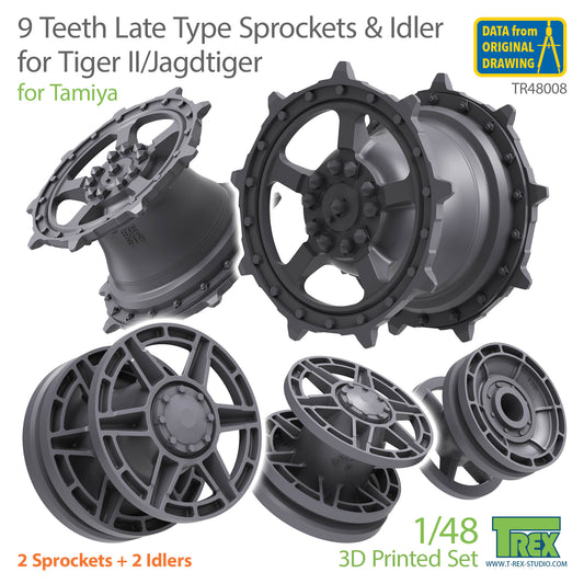 1/48 9 Teeth Late Type Sprocket & Idler for Tiger II/Jagdtiger for TAMIYA