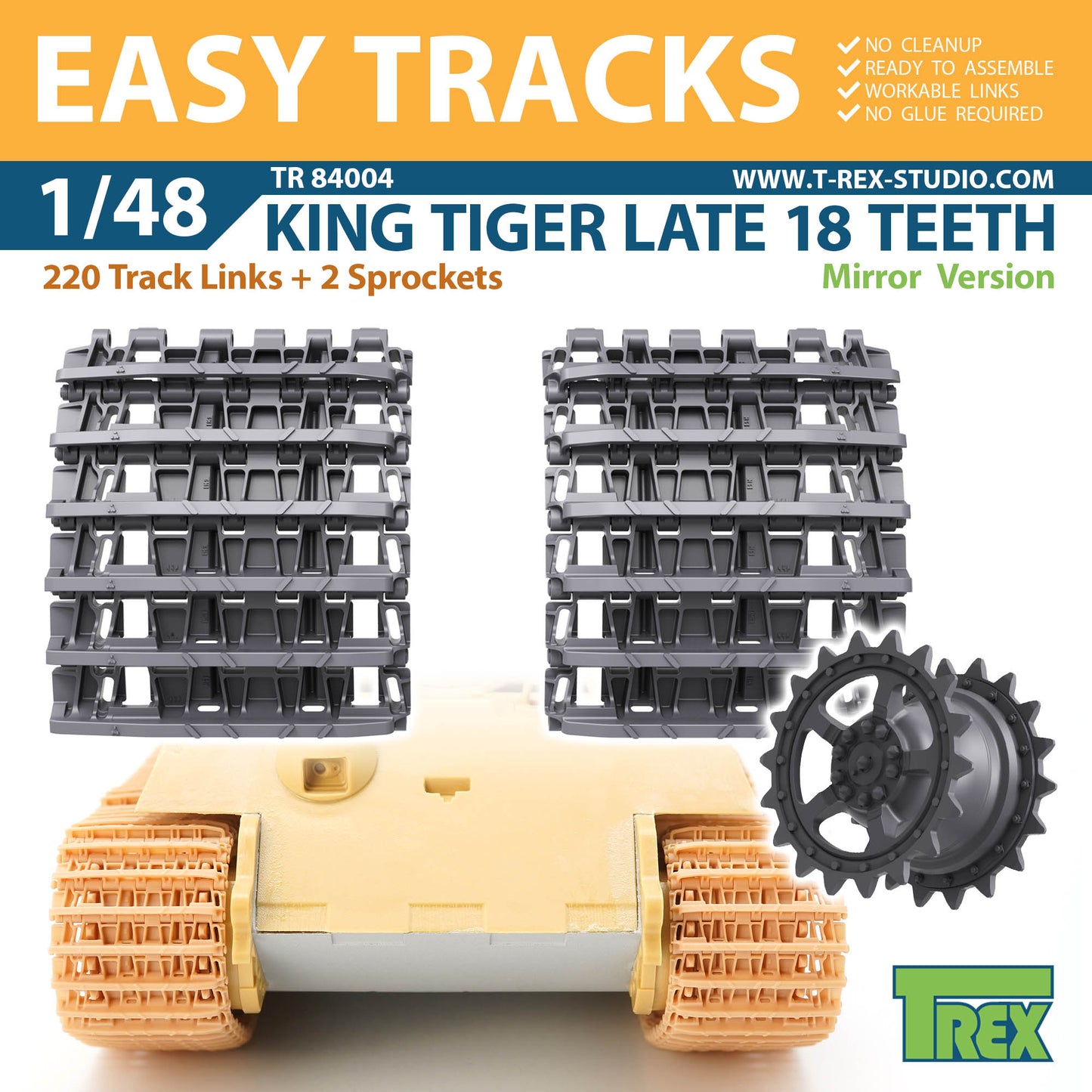 1/48 King Tiger Late 18 Teeth Tracks Mirror Version w/Sprockets