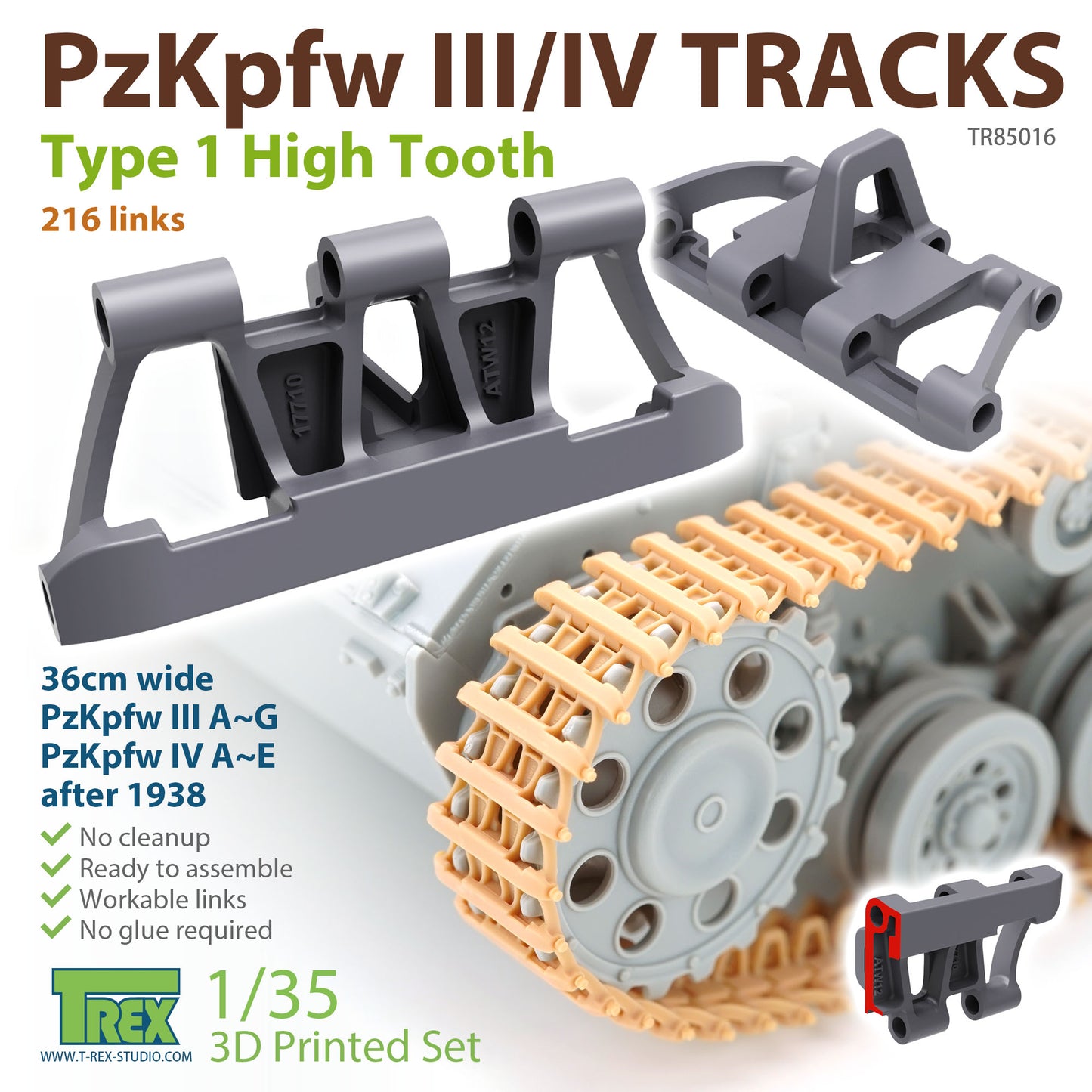1/35 PzKpfw.III/IV Tracks Type 1 High Tooth