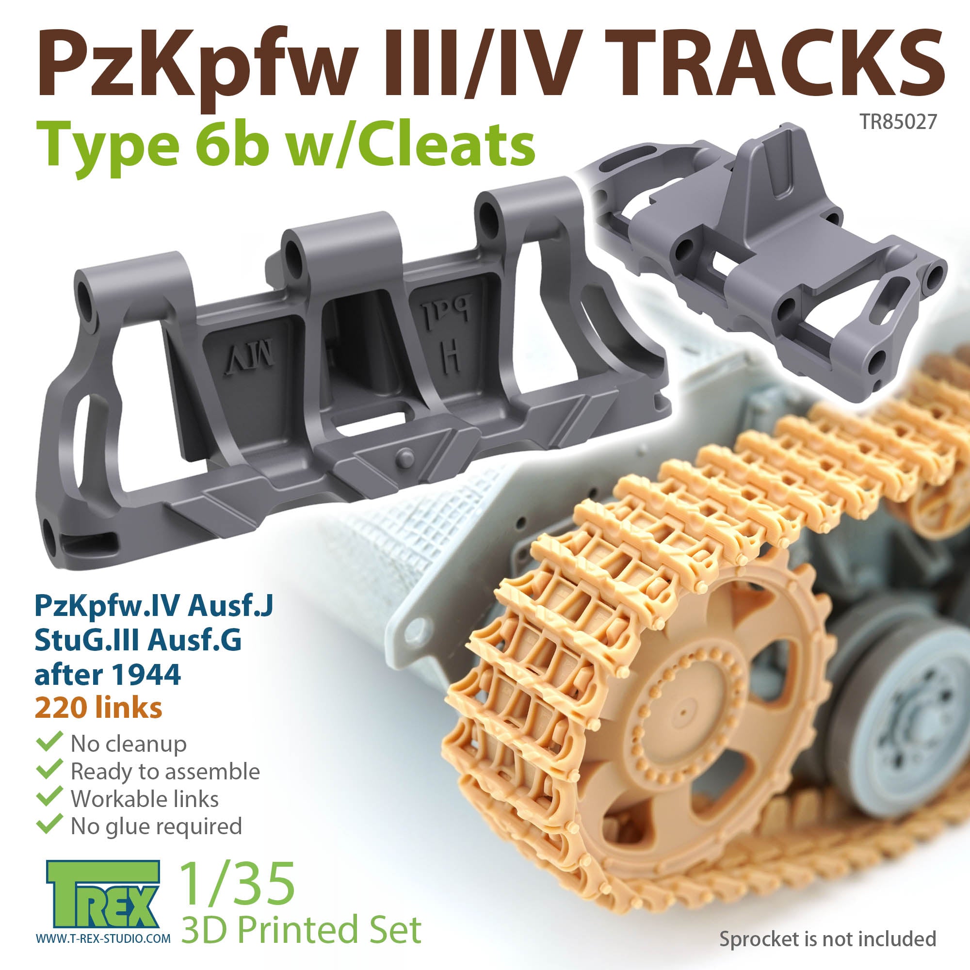 トイガン 1/35 PzKpfw.III/IV Tracks Type 6b w/Cleats – T-Rex Studio