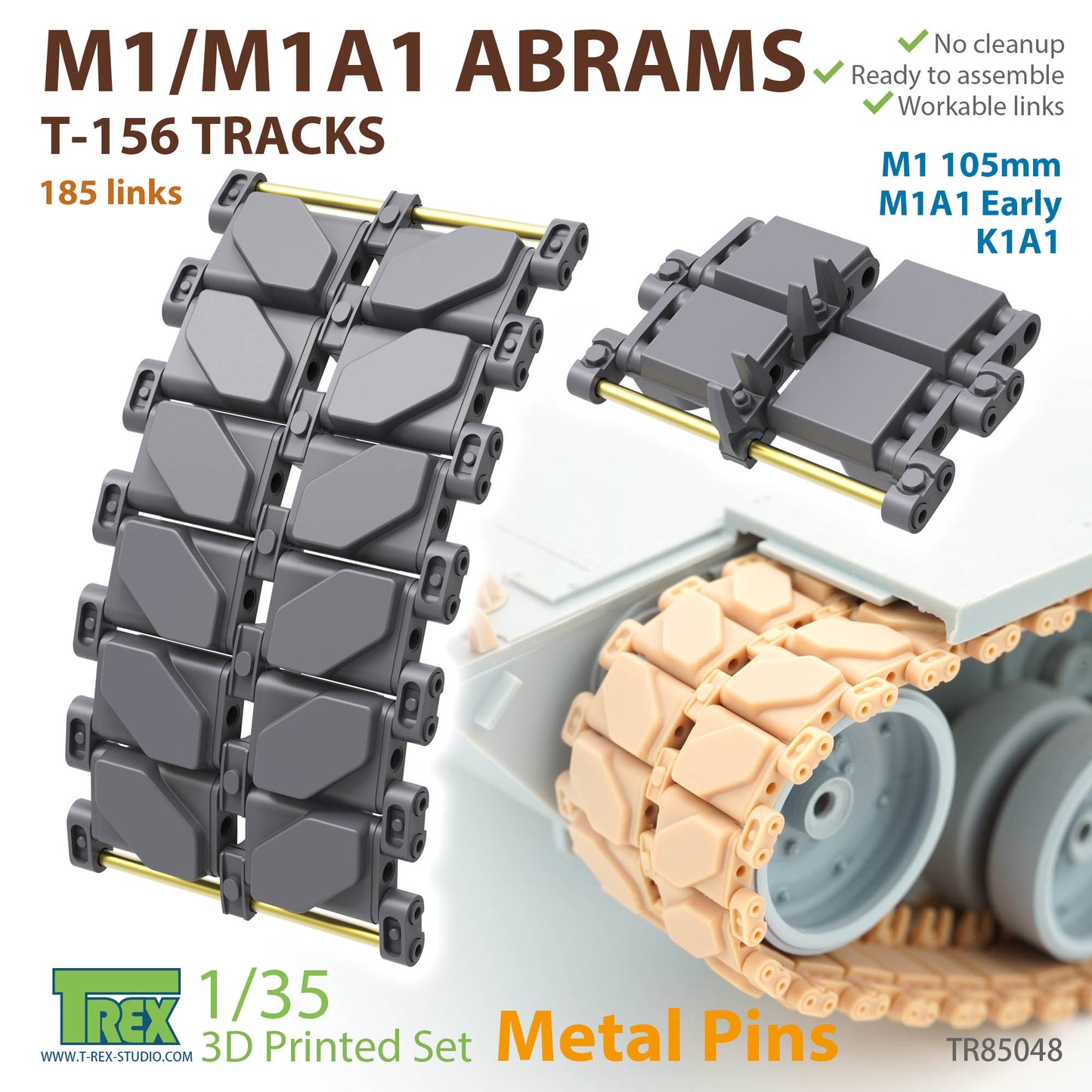 1/35 M1 Abrams T156 Tracks (metal pins)
