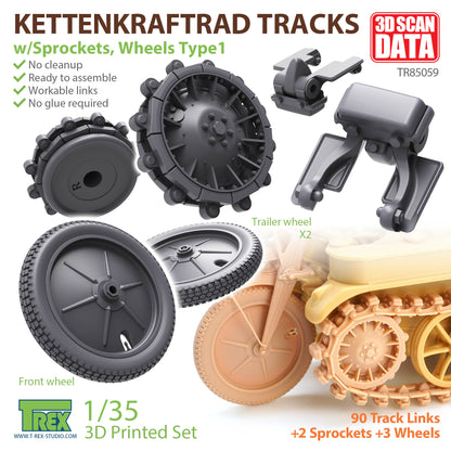 1/35 Kettenkaraftrad Tracks w/Sprockets, Wheels Type 1 for TAMIYA 35377