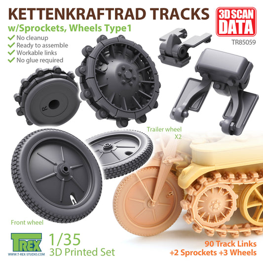 1/35 Kettenkaraftrad Tracks w/Sprockets, Wheels Type 1 for TAMIYA 35377