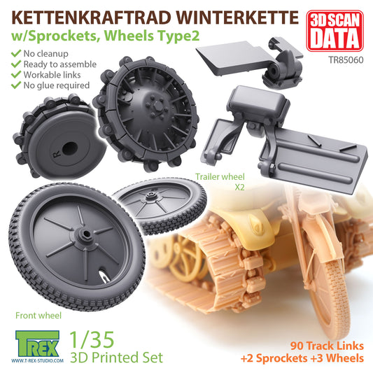 1/35 Kettenkaraftrad Winterkette w/Sprockets, Wheels Type 2 for TAMIYA 35377