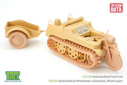 1/35 Kettenkaraftrad Winterkette w/Sprockets, Wheels Type 2 for TAMIYA 35377