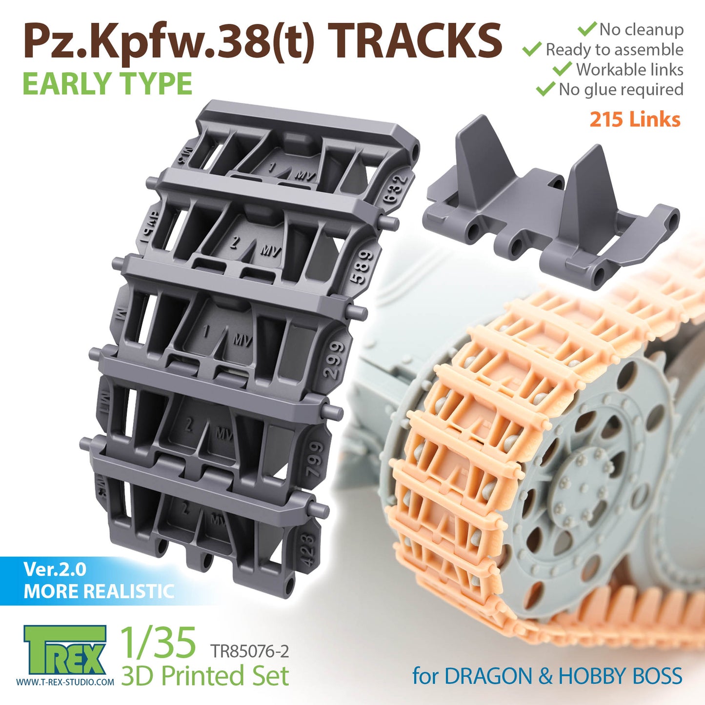1/35 Pz.Kpfw.38(t) Tracks Early Type for DML/HOBBY BOSS