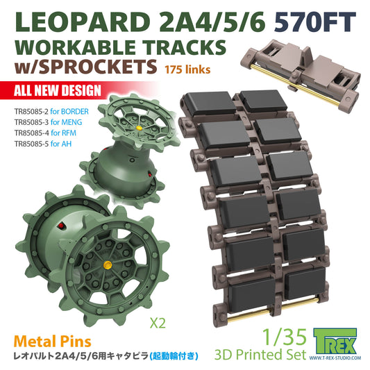 1/35 Leppard 2A4/5/6 570FT Workable Tracks w/Sprocket for BORDER/MENG/RFM/AH