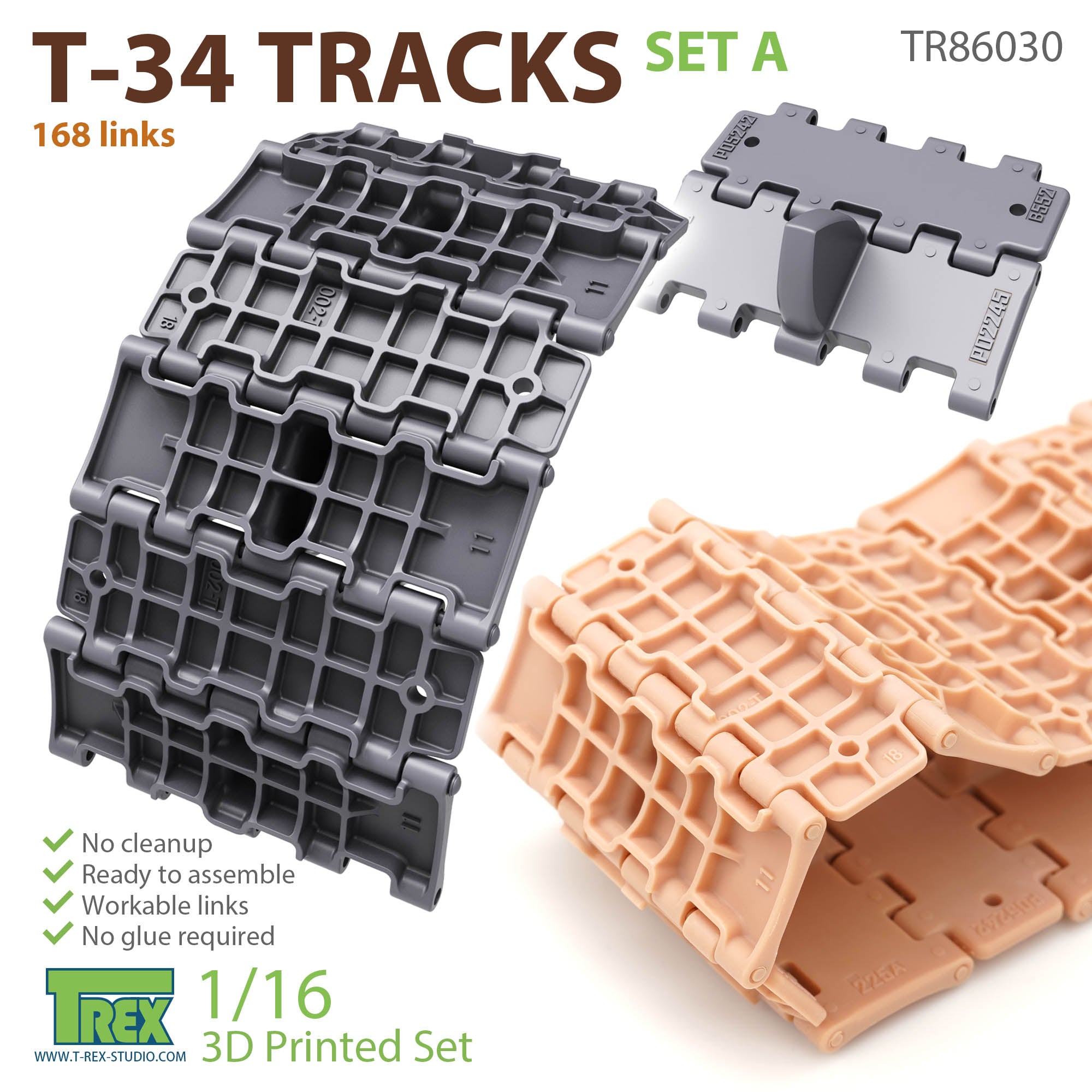 Trackit スタンダードセット 1/16 T-34 Tracks Set A – T-Rex Studio
