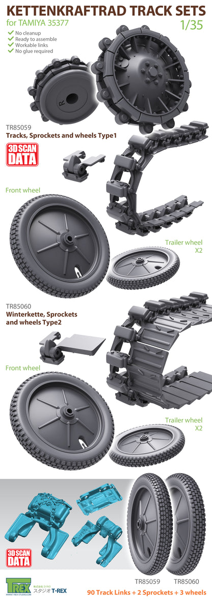 1/35 Kettenkaraftrad Winterkette w/Sprockets, Wheels Type 2 for TAMIYA 35377