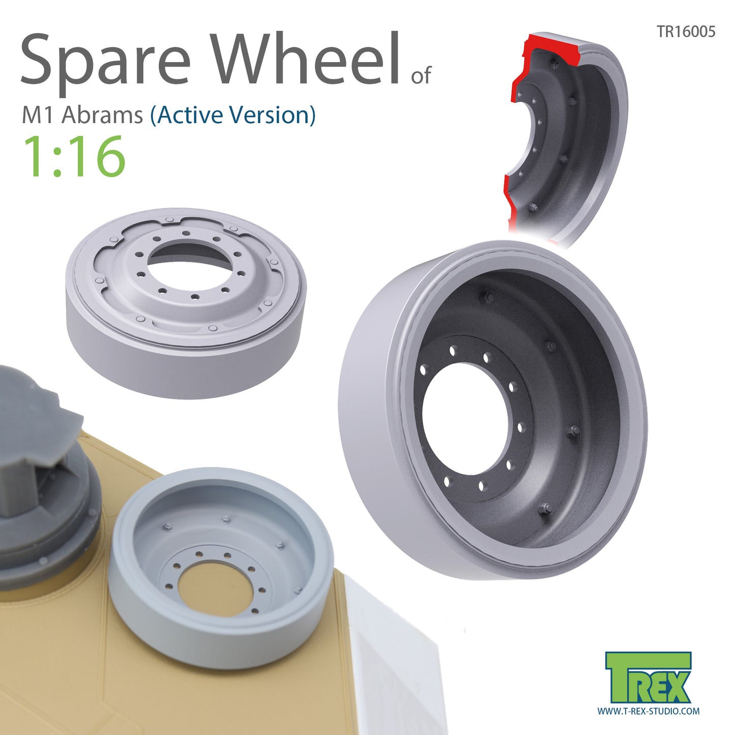 1/16 M1 Abrams Spare Wheel Set (2 pieces)