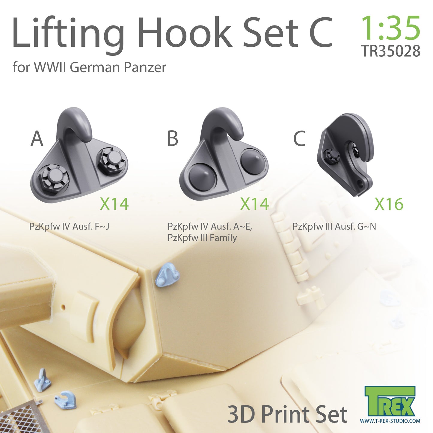 1/35 Lifting Hook for WWW II German Panzer Set B