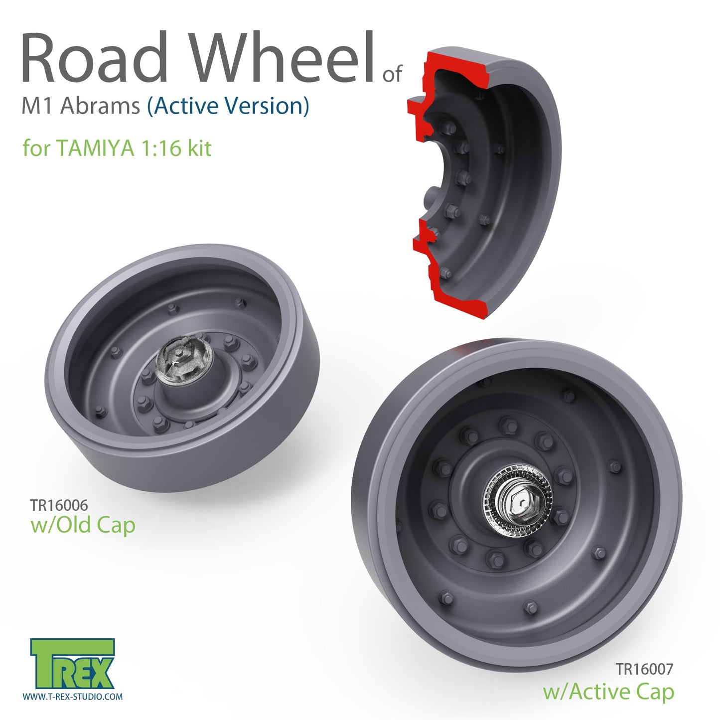 1/16 M1 Abrams Road Wheel Set for TAMIYA