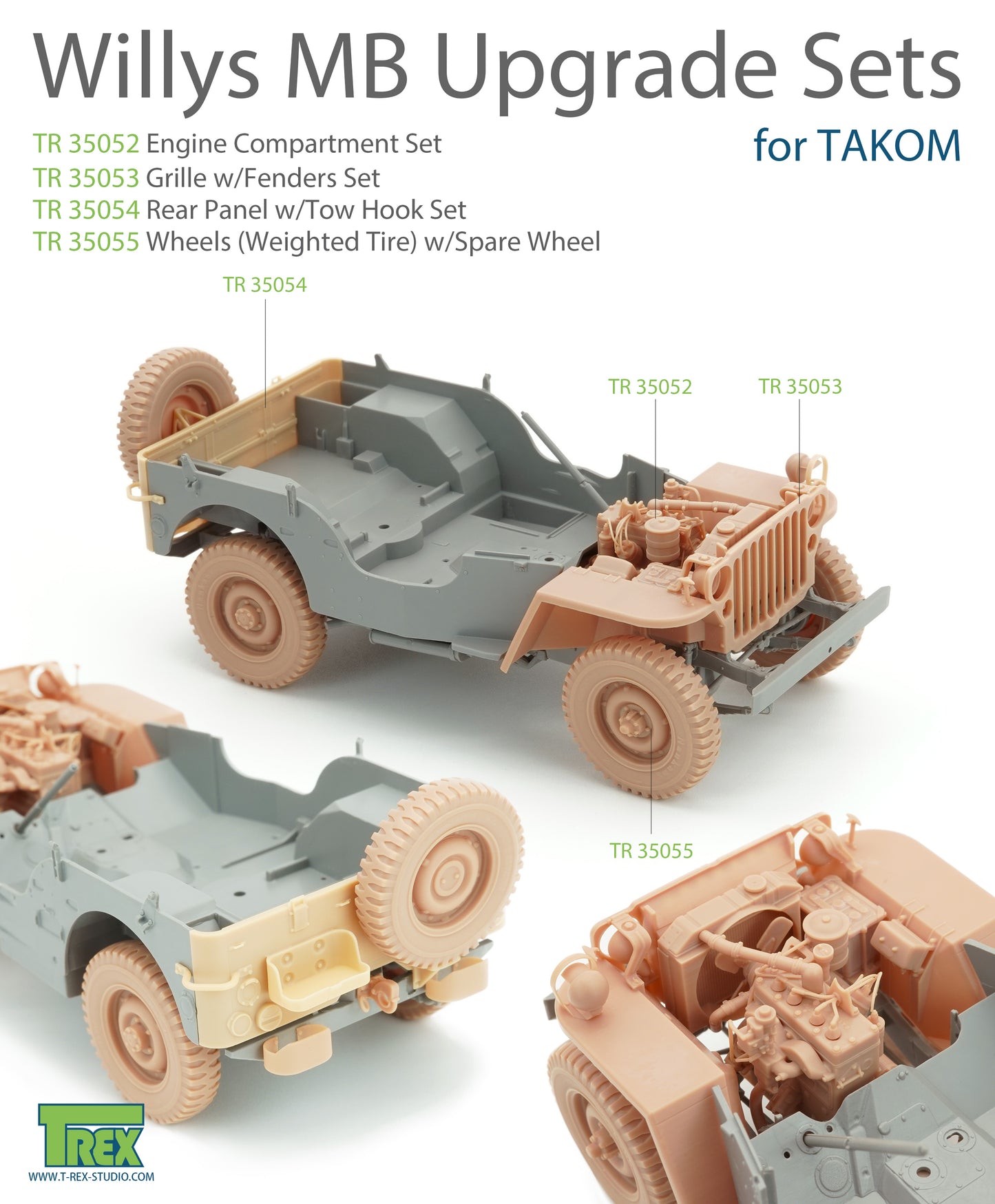 1/35 Willys MB Wheels (Weighted Tire) w/Spare Wheel